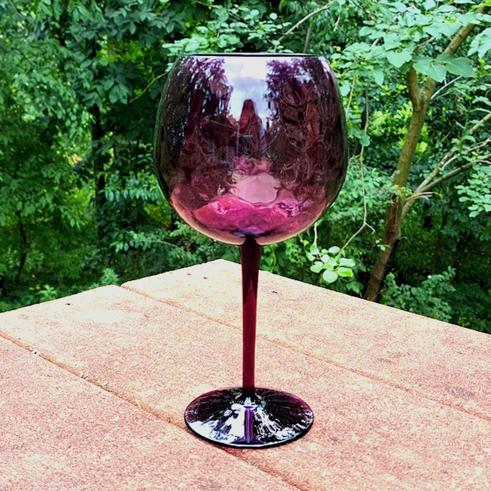 Handblown Vintage Purple Wine Glass